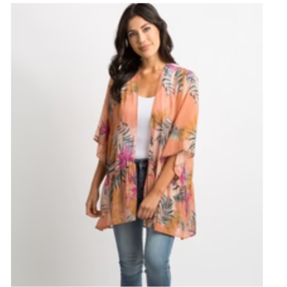 PinkBlush Coral Floral Print Chiffon